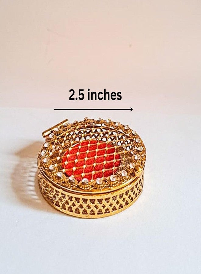 Home Storiee Round Coin Box - Elegant Gold & Silver Coin Storage for Weddings, Shagun, Return Gifts - Decorative Jewelry Packing Box - 2.5-Inch Ginni Box - Pack of 2 - Image 3