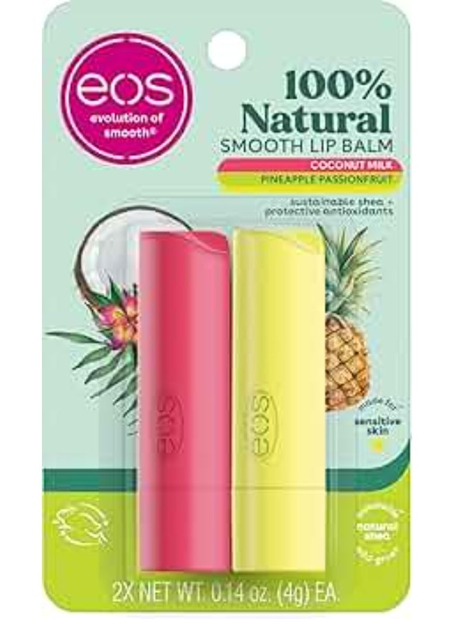 EOS 00% Natural Lip Balm- Coconut Milk and Pineapple Passionfruit, All-Day Moisture Lip Care 4 g