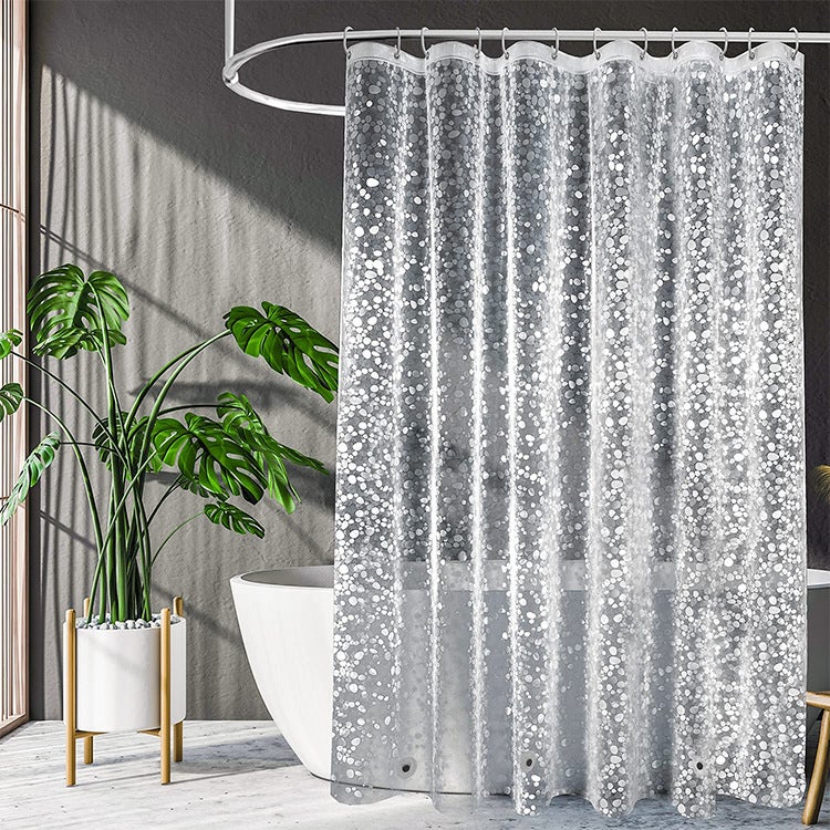 Semi-Transparent Thick Peva Shower Curtain Pebble/steel buttonhole + magnet 