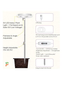 MIXDE 2 Pack,Grow Light, Full Spectrum LED Plant Light for Indoor Plants, Height Adjustable Growing Lamp with Auto On/Off Timer 4/8/12H, 4 Dimmable Brightness, Ideal for Small Plants  - Image 4