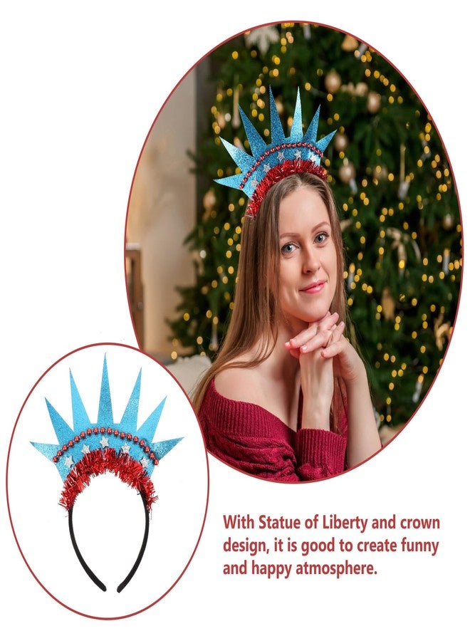 أموسفون عصابة رأس Amosfun من قطعتين على شكل تاج تمثال الحرية، إكسسوارات شعر إبداعية خفيفة الوزن للحفلات للاحتفال بيوم الاستقلال ودعائم الصور - Image 5