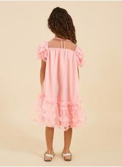 Styli Butterfly Applique Mesh Off Shoulder Dress with Bag  - Image 5