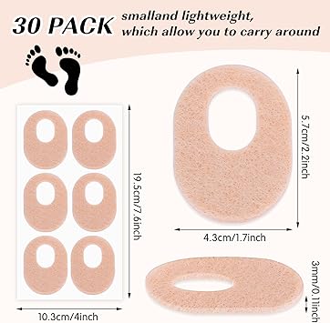 Aster 30 Pack Corn Pads for Bottom of Foot Soft Felt Oval Shape Callus Cushion Adhesive Foot Callus Pads for Men and Women Self Stick Callus Corn Pad to Relief Pain from Calluses Corns Blisters - Image 2