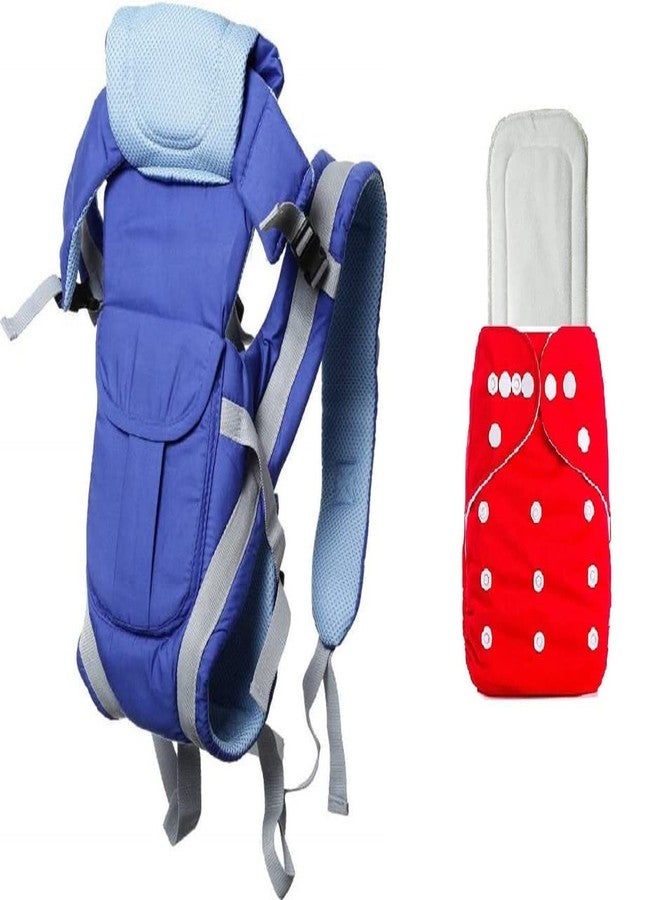 Antil's Royal Blue Baby Carrier Bag & Washable/Reuseable Baby Diaper with 5 Layer Insert White Combo