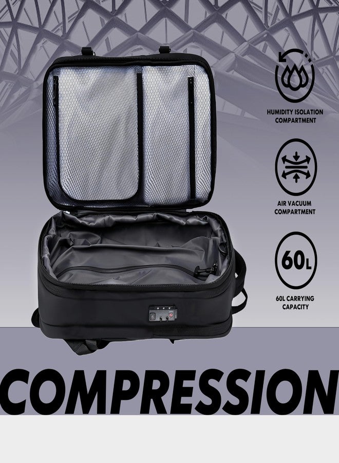 WORKKOOL Air Compression Vacuum Travel Backpack, 60L Expandable Vacuum Seal Backpack with Resistant TSA Lock(Black,Automatic & Manual Vacuum Pump Included) - Image 4