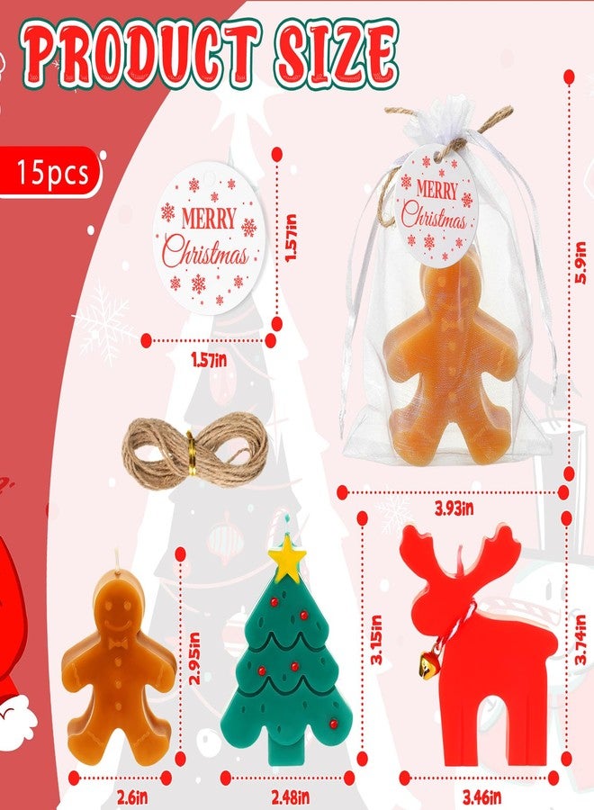 MTLEE 15 Set Christmas Candles Gift Xmas Candles for Home Gingerbread Man Shaped Candle Christmas Tree Elk Candle for Christmas Party Holiday New Year Decoration (Multicolor,Mixed Styles) - Image 2
