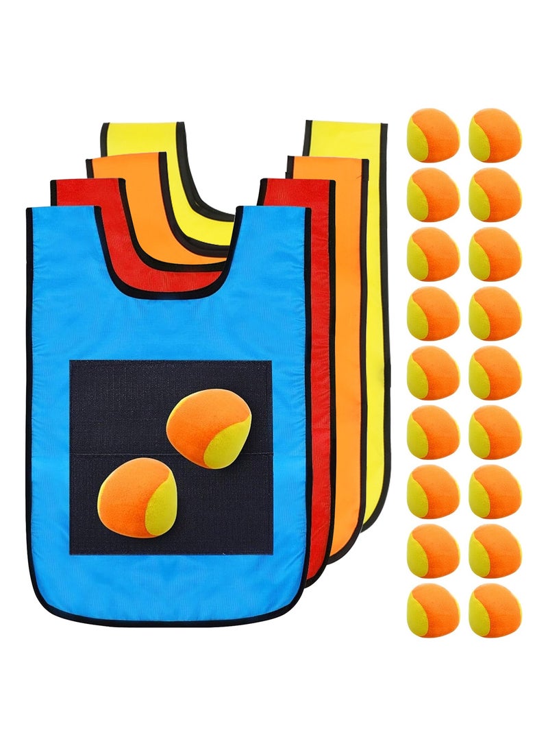 أوزيغالور ألعاب الأطفال في الهواء الطلق، مجموعة كرات لاصقة 24 قطعة مع 4 سترات و 20 كرة للأولاد والبنات، للعب داخلي وخارجي - Image 1