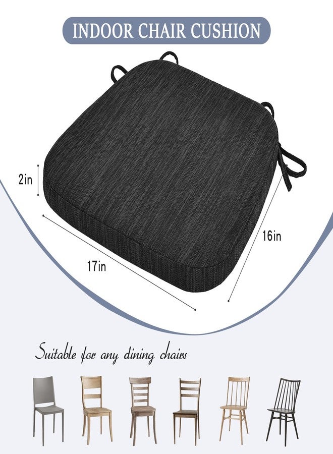 baibu Kitchen Chair Cushions, Dual-Layer Patented Design Molded Memory Foam Dining Chair Pads with Ties and Washable Cover, 17" x 16" x 2", Black - Image 3