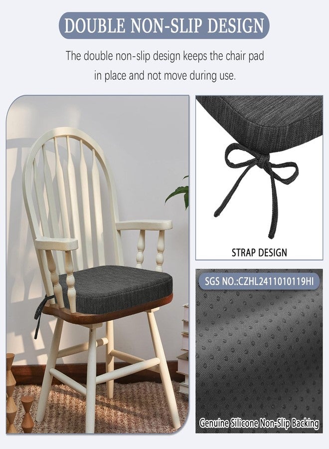 baibu Kitchen Chair Cushions, Dual-Layer Patented Design Molded Memory Foam Dining Chair Pads with Ties and Washable Cover, 17" x 16" x 2", Black - Image 5