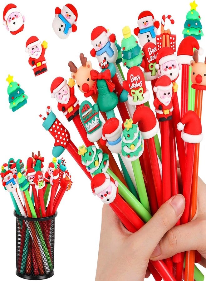 FOIMAS 24 PCS Christmas Pens, Novelty Christmas Gel Ink Pens Bulk Santa Claus Snowman Black Ink Pen for Students Teacher School Office Supplies Classroom Rewards Christmas Stocking Fillers - Image 1