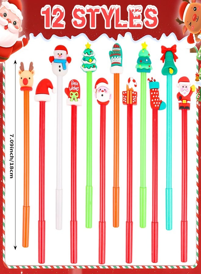 FOIMAS 24 PCS Christmas Pens, Novelty Christmas Gel Ink Pens Bulk Santa Claus Snowman Black Ink Pen for Students Teacher School Office Supplies Classroom Rewards Christmas Stocking Fillers - Image 2