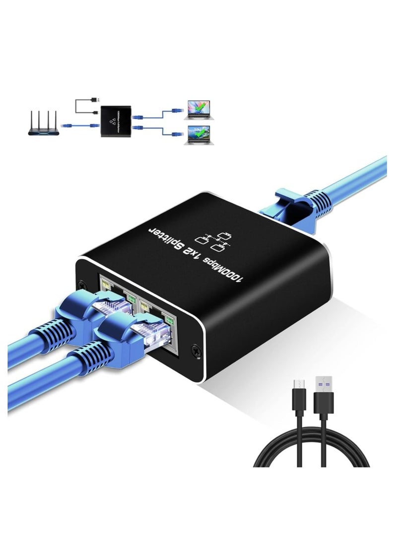 ماركة غير محددة مقسم شبكة RJ45 بسرعة 1000Mbps – مقسم إيثرنت جيجابت عالي السرعة لجهازين  - Image 1
