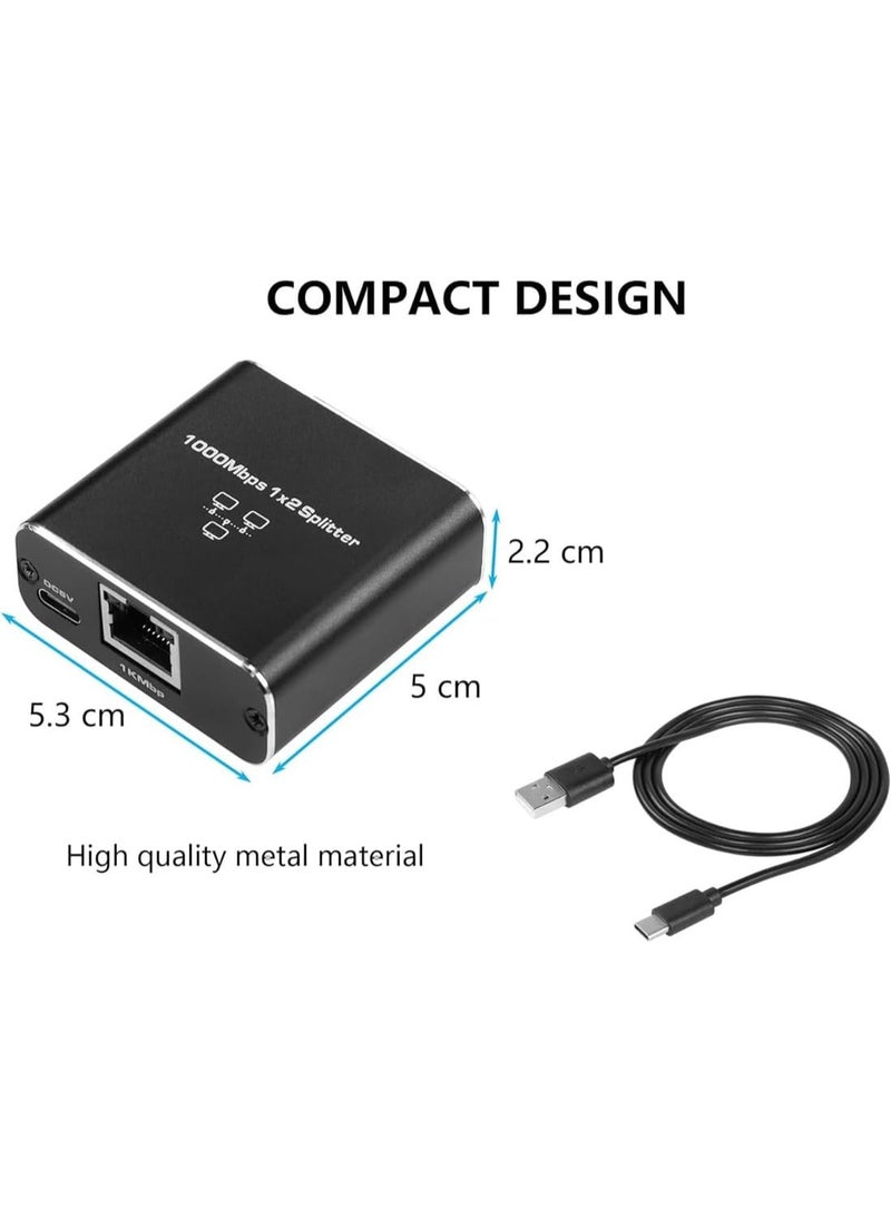 ماركة غير محددة مقسم شبكة RJ45 بسرعة 1000Mbps – مقسم إيثرنت جيجابت عالي السرعة لجهازين  - Image 2