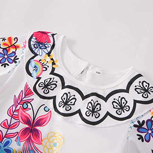 Yipkorra Encanto Mirabel Costume for Girls Cosplay Isabella Outfit Princess Halloween Dress Up With Earrings (Mirabel B, 4-5 Years) - Image 3