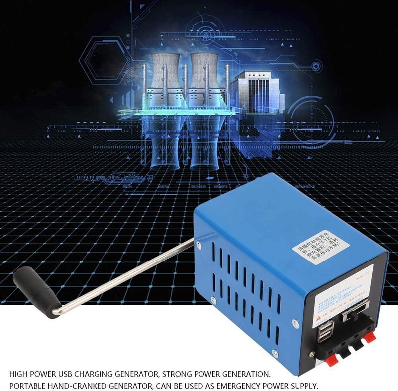 ويوبلز مولد طاقة يدوي محمول عالي الطاقة قابل للشحن، مزود بشاحن يدوي، مناسب للاستخدام الخارجي في حالات الطوارئ، مزود ببطارية طاقة احتياطية، وشاحن USB، ومحرك طوارئ - Image 4