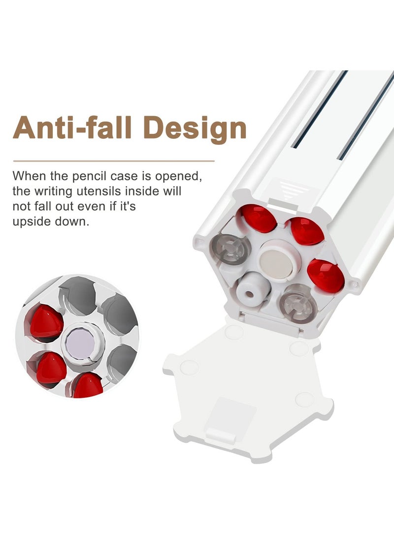 Multifunctional Portable Pencil Box, Creative Pencil Case with Pencils Gel Pens Sharpener Eraser Ruler for School Kids (White) - Image 4