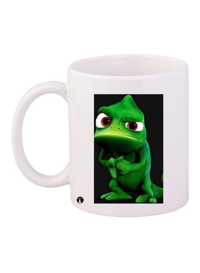 Cartoon Frog Printed Coffee Mug White/Green/Black 11ounce
