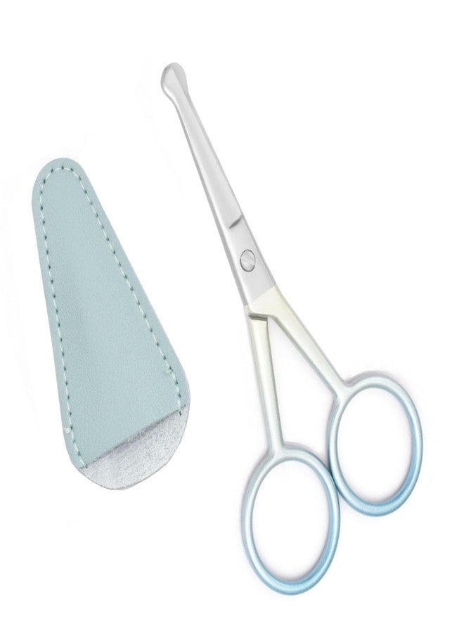 Yutoner Premium Manicure Rounded Tip Scissors Multi-purpose Stainless Steel Cuticle Pedicure Beauty Grooming Shears for Nail, Eyebrow, Eyelash, Nose Hair (Blue 4 Inch Artificial Leather Cover) - Image 4