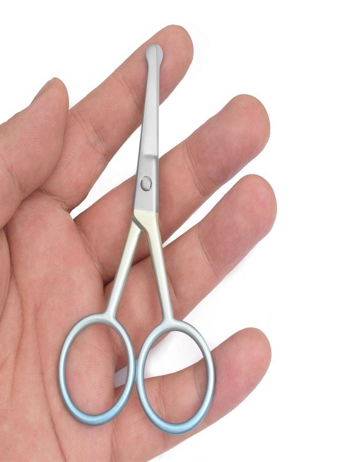 Yutoner Premium Manicure Rounded Tip Scissors Multi-purpose Stainless Steel Cuticle Pedicure Beauty Grooming Shears for Nail, Eyebrow, Eyelash, Nose Hair (Blue 4 Inch Artificial Leather Cover) - Image 5