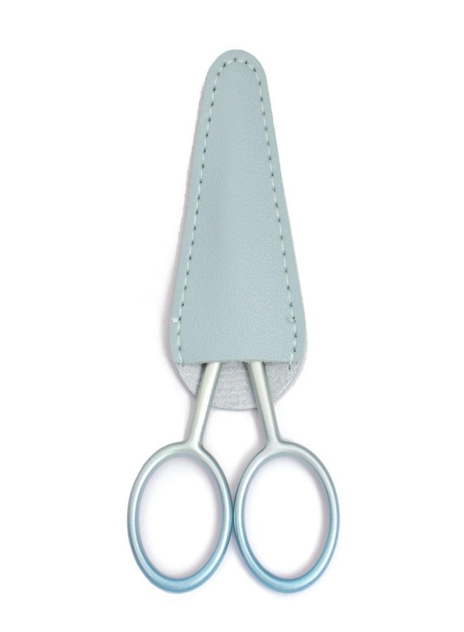 Yutoner Premium Manicure Rounded Tip Scissors Multi-purpose Stainless Steel Cuticle Pedicure Beauty Grooming Shears for Nail, Eyebrow, Eyelash, Nose Hair (Blue 4 Inch Artificial Leather Cover) - Image 2
