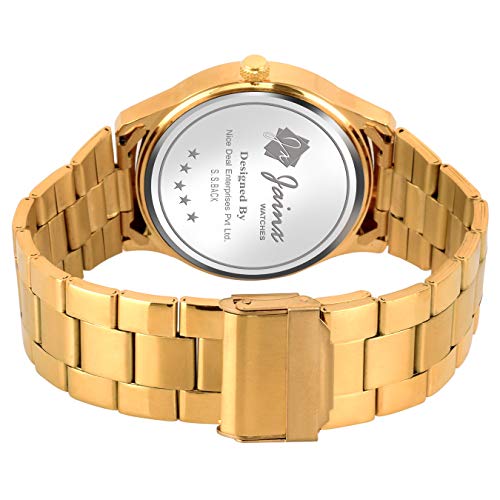 jainx Premium Golden Chain Day and Date Feature Gift Analog Wrist Watch for Men - JM1132 - Image 4