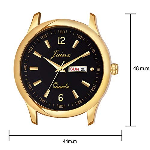 jainx Premium Golden Chain Day and Date Feature Gift Analog Wrist Watch for Men - JM1132 - Image 3