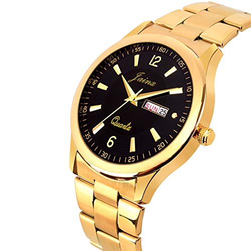 jainx Premium Golden Chain Day and Date Feature Gift Analog Wrist Watch for Men - JM1132 - Image 2
