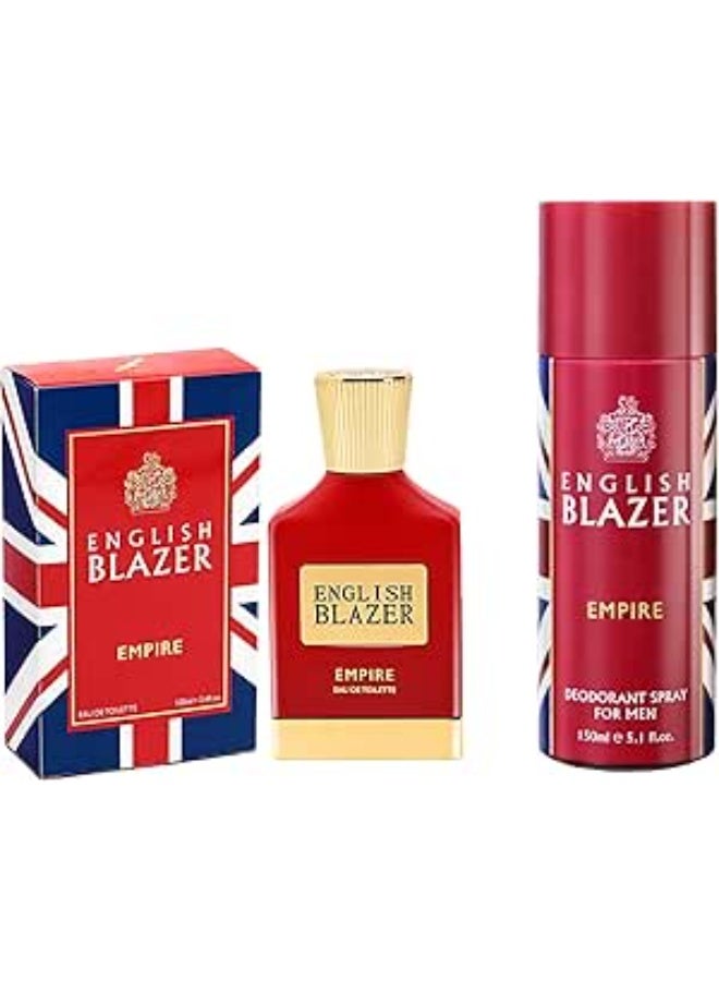 English Blazer Empire Gift Set for Men – Eau de Toilette 100 ml + Body Spray 150 ml