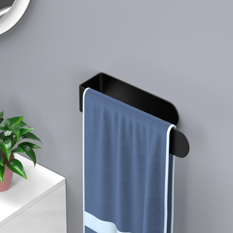 HUFEEOH Hand Towel Holder, Black Hand Towel Bar, Stainless Steel Self Adhesive Bathroom Towel Bar Stick on Wall - Image 4