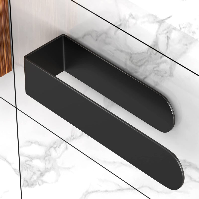 HUFEEOH Hand Towel Holder, Black Hand Towel Bar, Stainless Steel Self Adhesive Bathroom Towel Bar Stick on Wall - Image 1