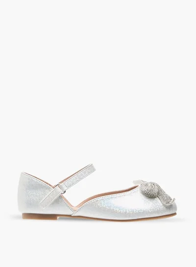 Little Missy Girls Embellished Bow Ballerina Shoes With Hook And Loop Closure Ramadan Collection