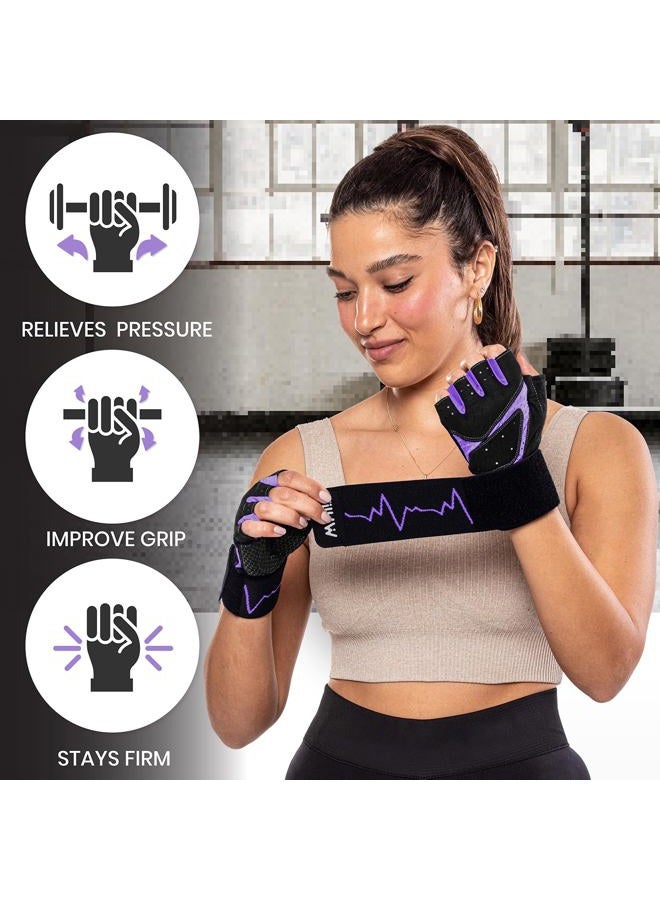 MhIL Workout Gloves for Women – Breathable Gym Gloves for Women with Palm Protection and Enhanced Grip – Padded Weight Lifting Glove for Womens with Wrist Wraps Support Weightlifting Exercise Cycling - Image 2