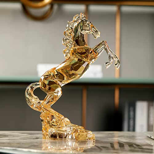 DARMOMOON Acrylic Horse Figurine Chinese Feng Shui Glass Collection Ornament Statue Animal Collectible Standing Table Decor Home Decor 9''L (Amber) - Image 2
