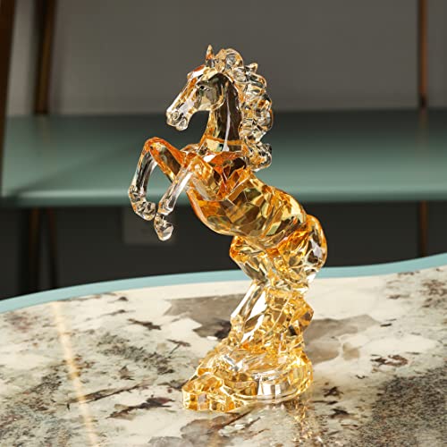 DARMOMOON Acrylic Horse Figurine Chinese Feng Shui Glass Collection Ornament Statue Animal Collectible Standing Table Decor Home Decor 9''L (Amber) - Image 3