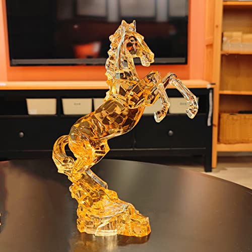 DARMOMOON Acrylic Horse Figurine Chinese Feng Shui Glass Collection Ornament Statue Animal Collectible Standing Table Decor Home Decor 9''L (Amber) - Image 4