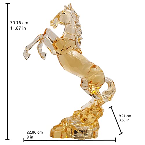DARMOMOON Acrylic Horse Figurine Chinese Feng Shui Glass Collection Ornament Statue Animal Collectible Standing Table Decor Home Decor 9''L (Amber) - Image 5