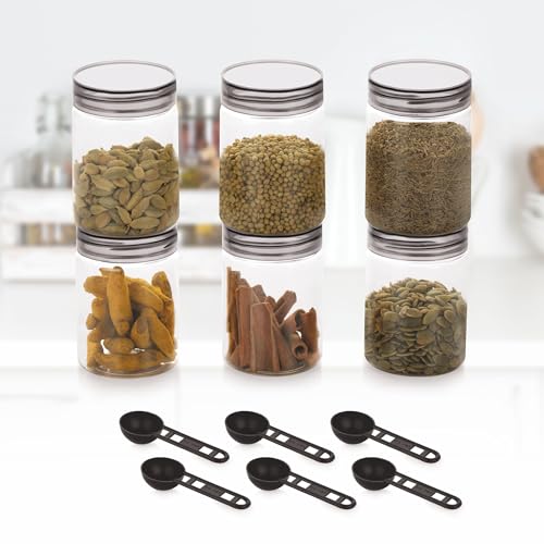 Homeor Plastic Storage Jar & Containers With Spoon, Airtight & BPA Free Containers for Kitchen Storage, Grocery Kitchen Container, Multipurpose Jar, Fridge Storage Container, 750 ML Set 6, Black - Image 4