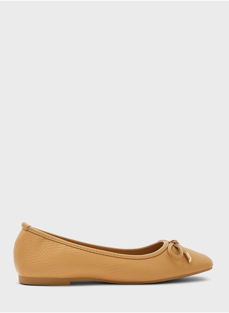 ELLA - Rounded Square-Toe Bow Ballerinas - Image 1