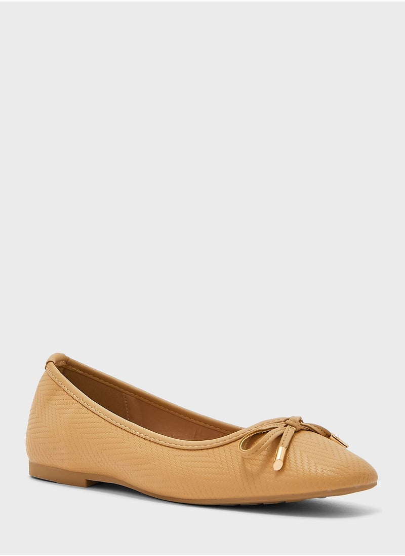 ELLA - Rounded Square-Toe Bow Ballerinas - Image 1