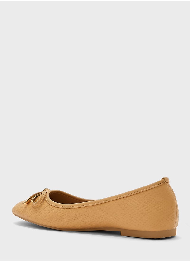 ELLA - Rounded Square-Toe Bow Ballerinas - Image 1