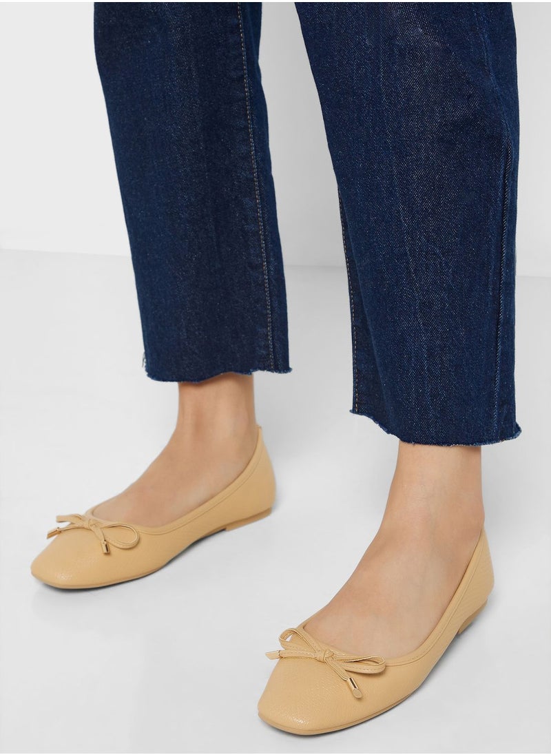 ELLA - Rounded Square-Toe Bow Ballerinas - Image 1