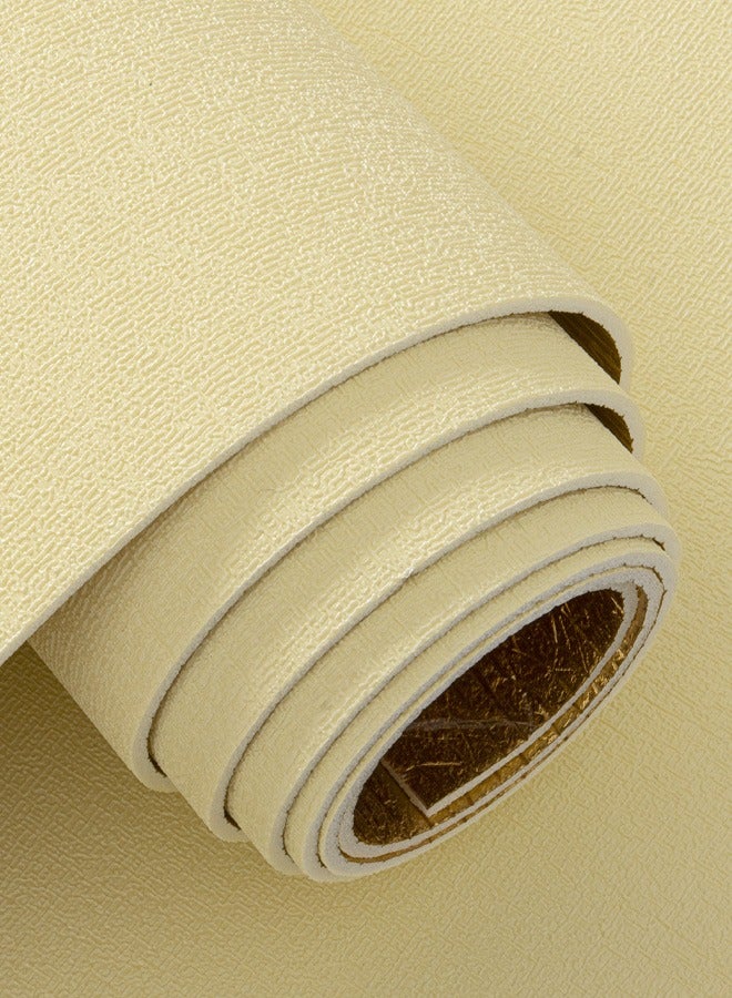 نوايوو ورق حائط ثلاثي الأبعاد سميك، ملصق حائط قابل للتقشير واللصق 50×300 سم، مقاوم للماء، نسيج كتان تقليدي، ذاتي اللصق وقابل للإزالة، لفافة فينيل لتزيين الحائط، ورق اتصال من قماش العشب لتغطية الحائط، أصفر - Image 2