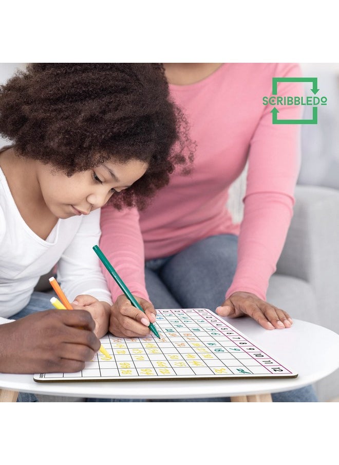 Scribbledo 11" X 14" Dry Erase Multiplication Chart Whiteboard Double Sided Multiplication Table White Board For Homeschool Classroom Kids Students Math Manipulative Lapboard Game  - Image 2