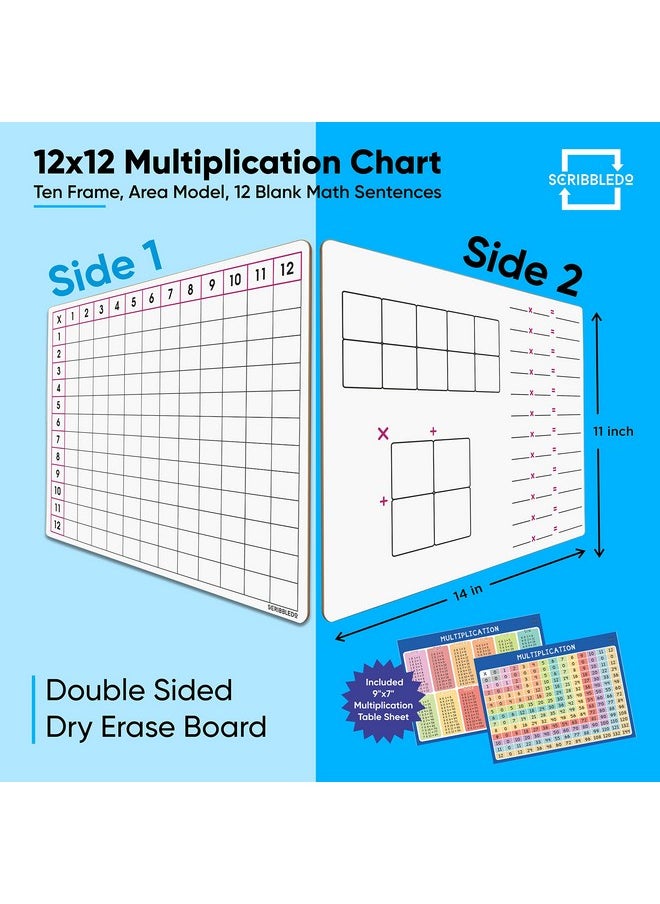 Scribbledo 11" X 14" Dry Erase Multiplication Chart Whiteboard Double Sided Multiplication Table White Board For Homeschool Classroom Kids Students Math Manipulative Lapboard Game  - Image 3