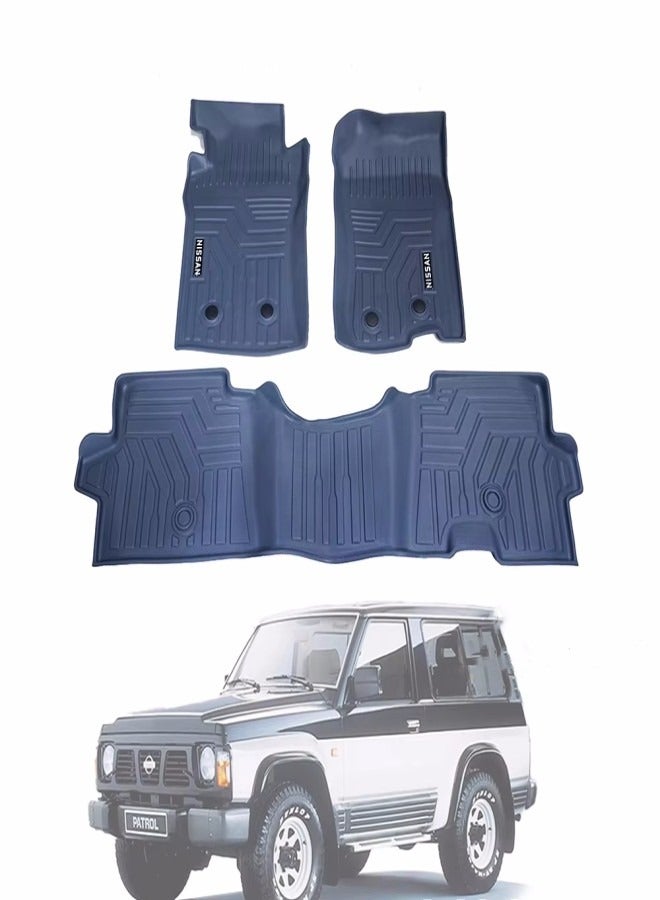 Nissan Patrol Y60 Tpe Floor Mats. Heavy Duty Car Floor Mats for Patrol Safari y60. Set of 3. Grey - Image 1