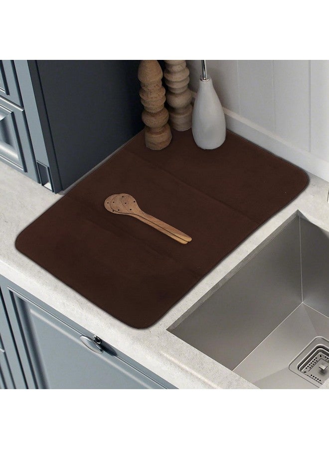 Kuber Industries Dish Dry Mat | Microfiber Drying Mat | Kitchen Drying Mat | Reversible Mat | Kitchen Absorbent Mat | Dish Dry Mat for Kitchen | 50x70 | Brown - Image 4