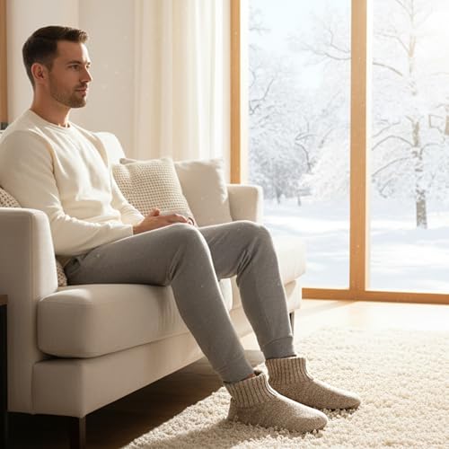 cosyone1997 Mens Slippers Non Slip Soft Sole Slipper Socks Indoor Fuzzy Sherpa Lined Size 1011 - Image 3