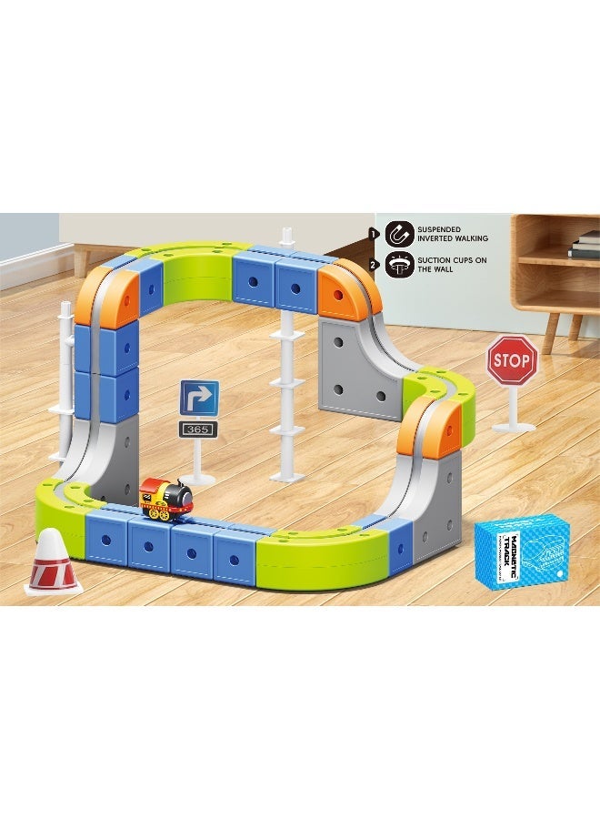 Magni Mates 70-Piece DIY Magnetic Levitation Track Set – Anti-Gravity Maglev Train Toy with Rechargeable Battery & USB Charger – 3D Loop Coaster Building Kit for Kids Ages 3+ - Image 4