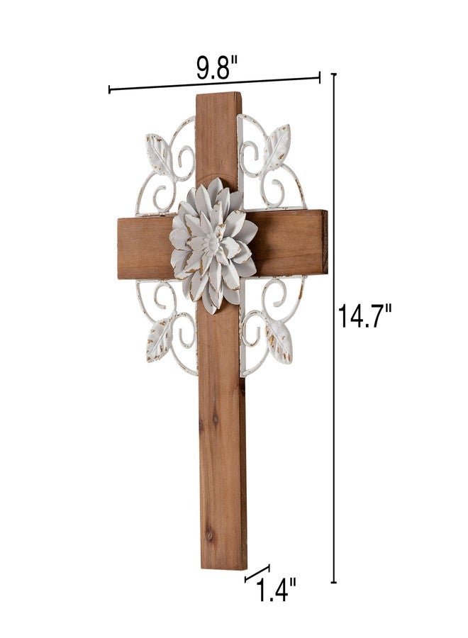 SOFE Rustic Crosses Wall Decor with Metal Floral - Large Wall Crosses for Home Decor - Hanging Decorative Crosses Wall Decor - Spiritual Art for Church Religious - Image 2