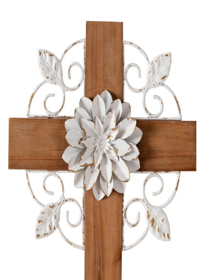SOFE Rustic Crosses Wall Decor with Metal Floral - Large Wall Crosses for Home Decor - Hanging Decorative Crosses Wall Decor - Spiritual Art for Church Religious - Image 3